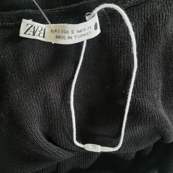 Zara Ribbed Slip Spaghetti Strap Black Midi Dress New Size Small - Picture 9 of 12